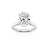 2CTW Oval Shaped Lab Grown Diamond (F/VS) Hidden Halo Petite Shank Ring in 14K Gold