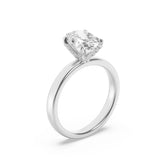 2CTW Oval Shaped Lab Grown Diamond (F/VS) Hidden Halo Petite Shank Ring in 14K Gold