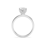 2CTW Oval Shaped Lab Grown Diamond (F/VS) Hidden Halo Petite Shank Ring in 14K Gold