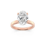 2CTW Oval Shaped Lab Grown Diamond (F/VS) Hidden Halo Petite Shank Ring in 14K Gold