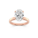 2CTW Oval Shaped Lab Grown Diamond (F/VS) Hidden Halo Petite Shank Ring in 14K Gold