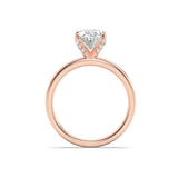 2CTW Oval Shaped Lab Grown Diamond (F/VS) Hidden Halo Petite Shank Ring in 14K Gold