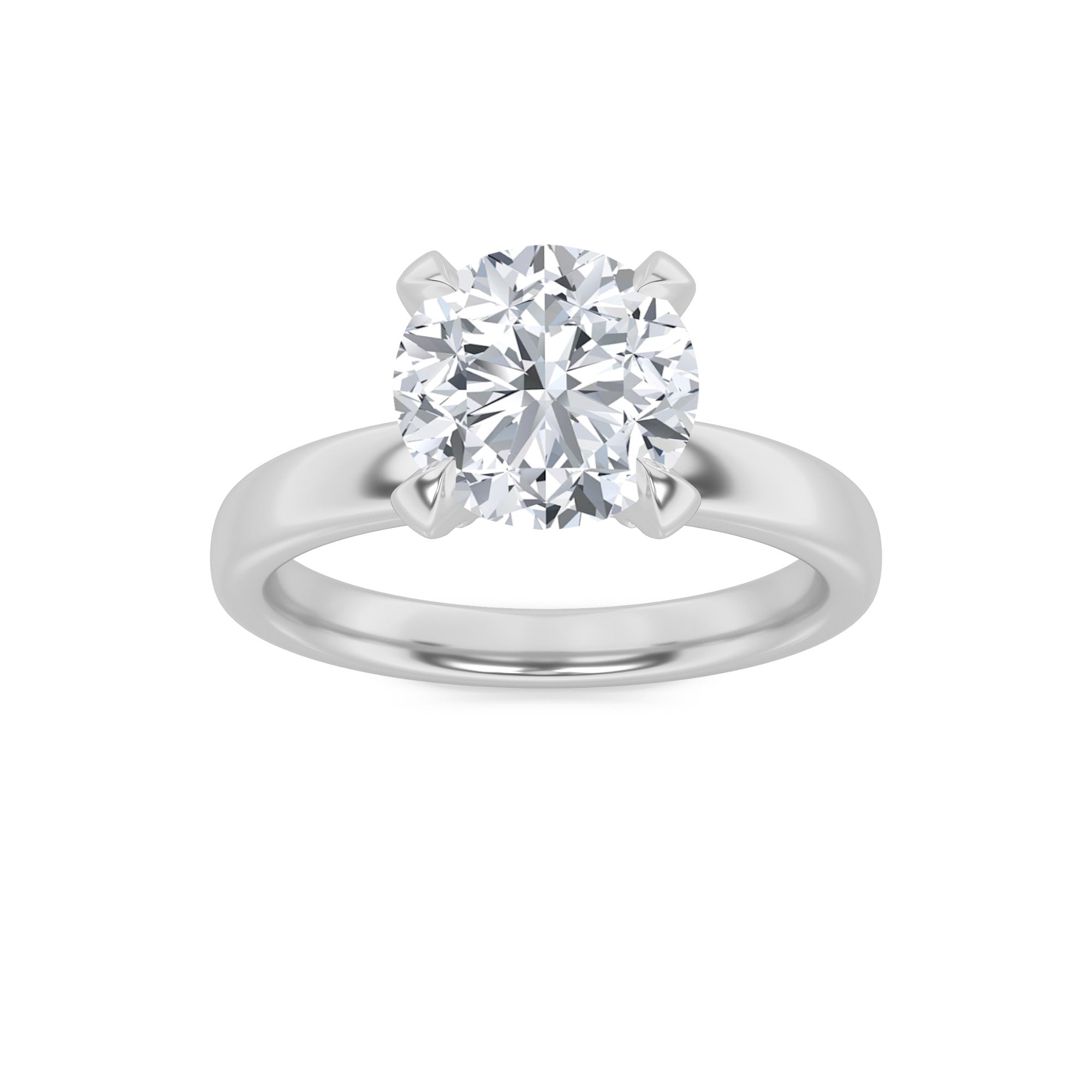 2CTW Round Shaped Lab Grown Diamond (F/VS) Hidden Halo Petite Shank Ring in 14K Gold