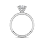 2CTW Round Shaped Lab Grown Diamond (F/VS) Hidden Halo Petite Shank Ring in 14K Gold