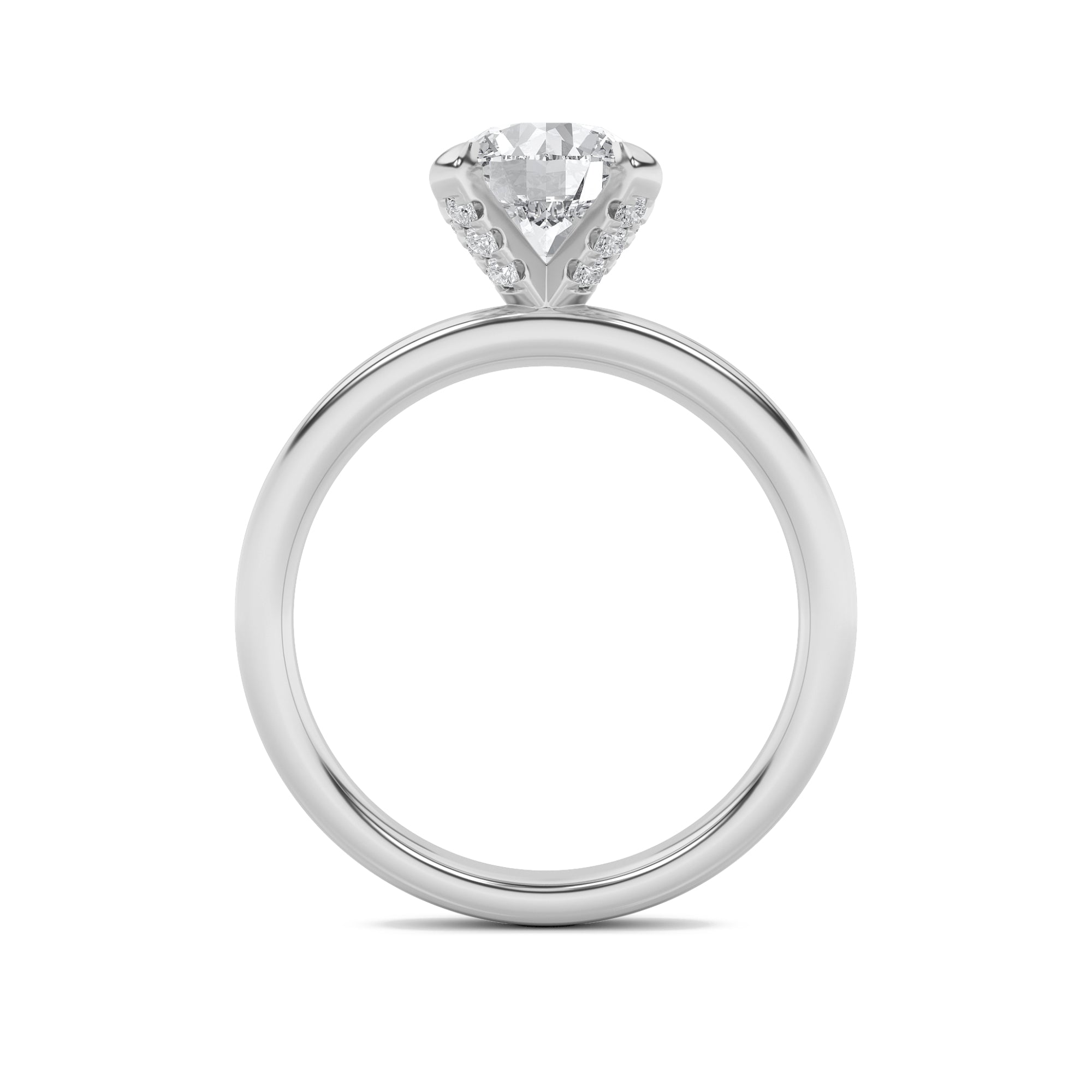 2CTW Round Shaped Lab Grown Diamond (F/VS) Hidden Halo Petite Shank Ring in 14K Gold