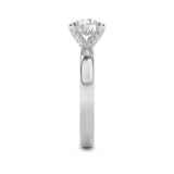 2CTW Round Shaped Lab Grown Diamond (F/VS) Hidden Halo Petite Shank Ring in 14K Gold
