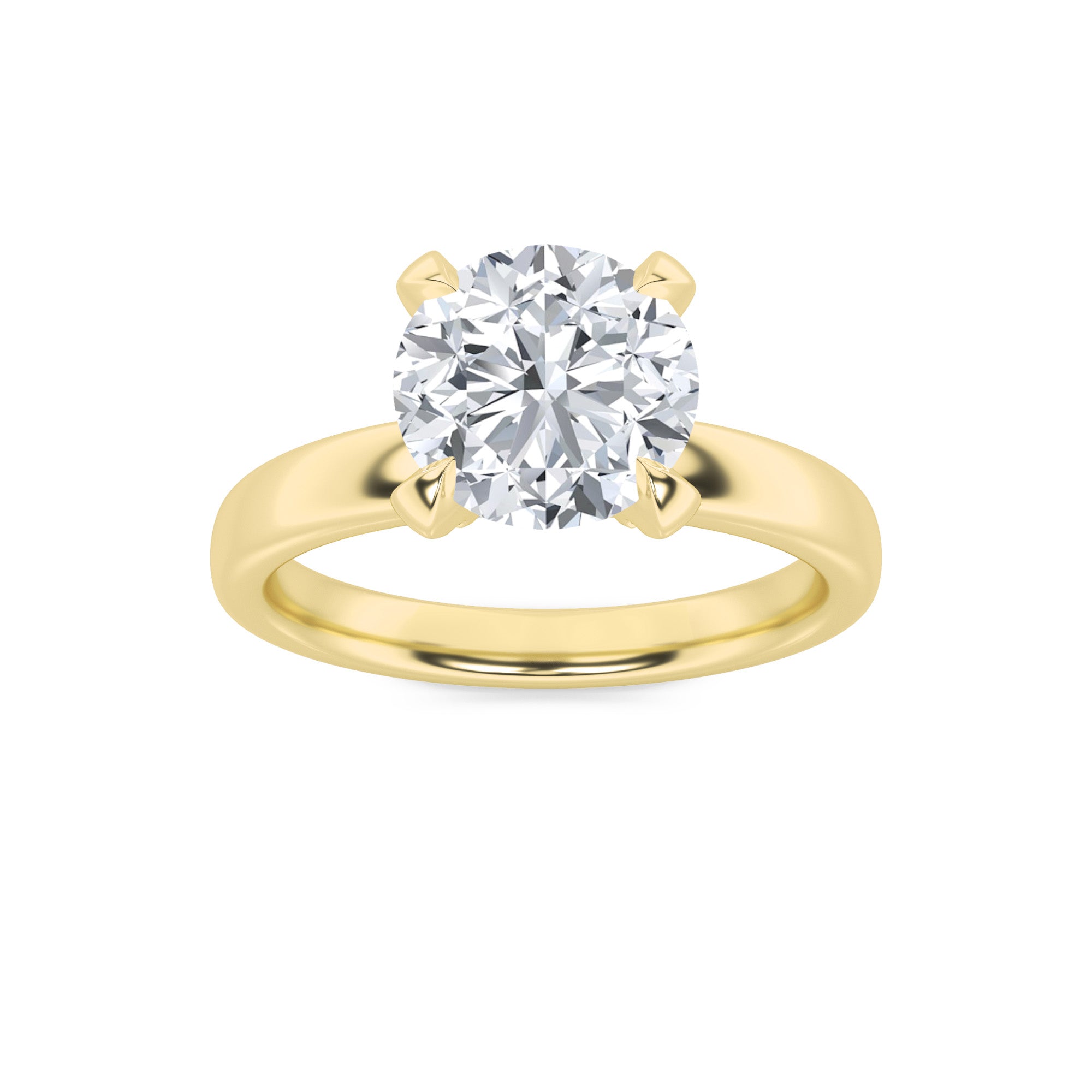 2CTW Round Shaped Lab Grown Diamond (F/VS) Hidden Halo Petite Shank Ring in 14K Gold