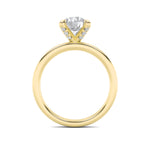2CTW Round Shaped Lab Grown Diamond (F/VS) Hidden Halo Petite Shank Ring in 14K Gold