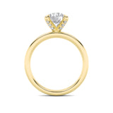 2CTW Round Shaped Lab Grown Diamond (F/VS) Hidden Halo Petite Shank Ring in 14K Gold