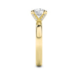 2CTW Round Shaped Lab Grown Diamond (F/VS) Hidden Halo Petite Shank Ring in 14K Gold