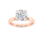 2CTW Round Shaped Lab Grown Diamond (F/VS) Hidden Halo Petite Shank Ring in 14K Gold