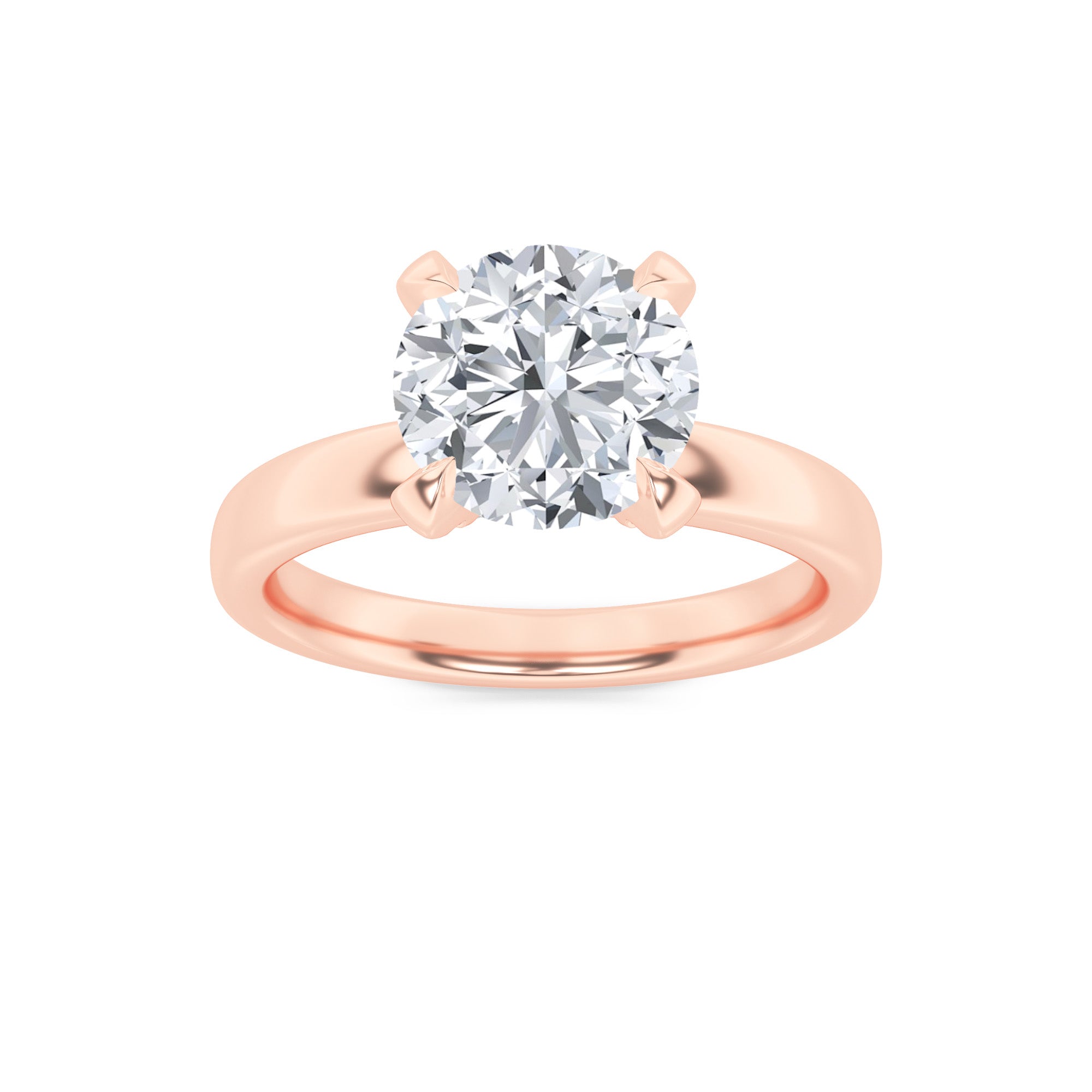 2CTW Round Shaped Lab Grown Diamond (F/VS) Hidden Halo Petite Shank Ring in 14K Gold