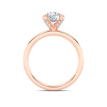 2CTW Round Shaped Lab Grown Diamond (F/VS) Hidden Halo Petite Shank Ring in 14K Gold