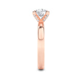 2CTW Round Shaped Lab Grown Diamond (F/VS) Hidden Halo Petite Shank Ring in 14K Gold