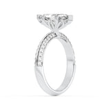 2CTW Marquise Shaped Lab Grown Diamond (F/VS) Micro Pave Knife Edge Accent Ring in 14K Gold