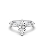 2CTW Marquise Shaped Lab Grown Diamond (F/VS) Micro Pave Knife Edge Accent Ring in 14K Gold