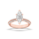 2CTW Marquise Shaped Lab Grown Diamond (F/VS) Micro Pave Knife Edge Accent Ring in 14K Gold