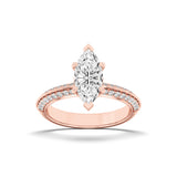2CTW Marquise Shaped Lab Grown Diamond (F/VS) Micro Pave Knife Edge Accent Ring in 14K Gold