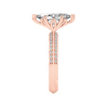 2CTW Marquise Shaped Lab Grown Diamond (F/VS) Micro Pave Knife Edge Accent Ring in 14K Gold
