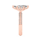 2CTW Marquise Shaped Lab Grown Diamond (F/VS) Micro Pave Knife Edge Accent Ring in 14K Gold