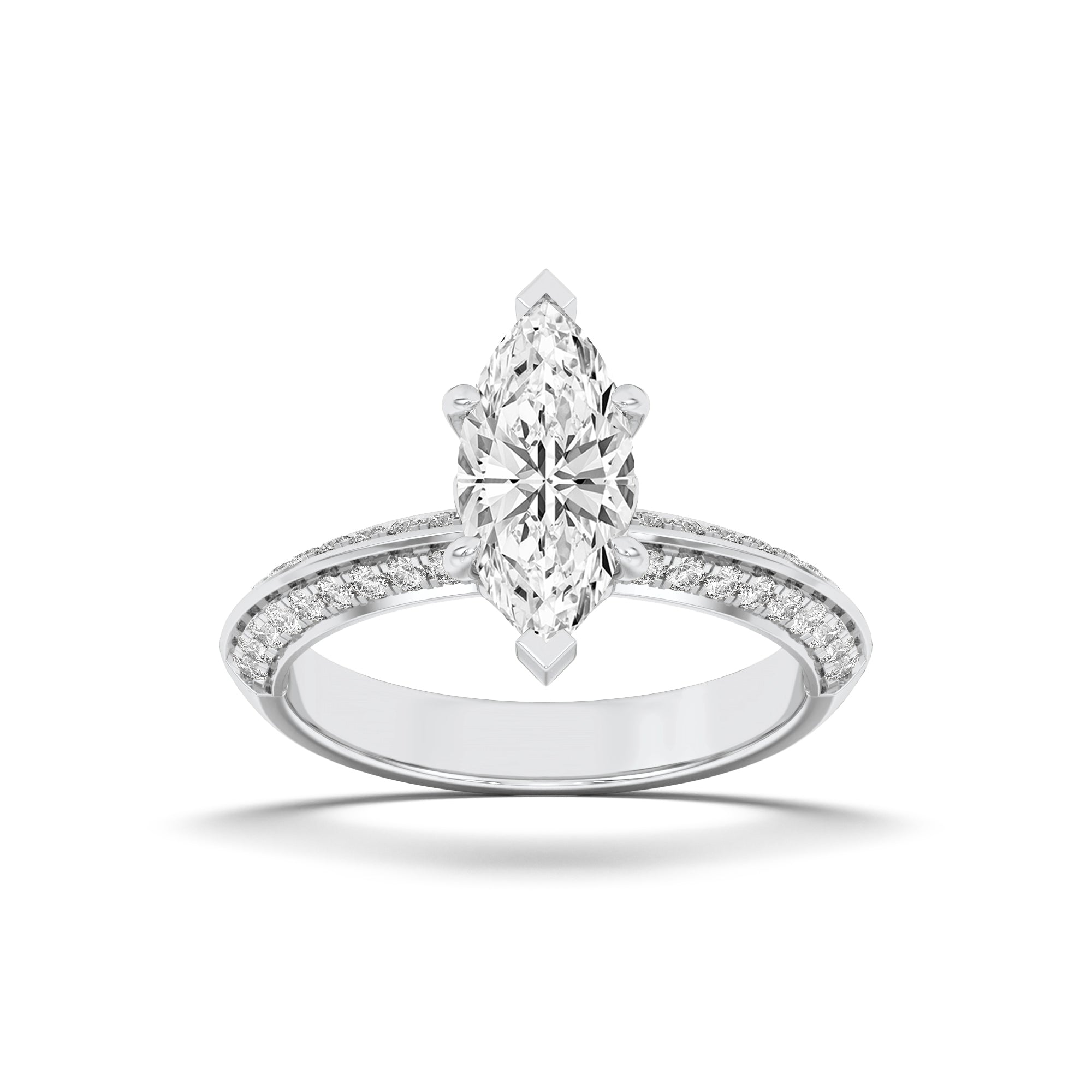 2.5CTW Marquise Shaped Lab Grown Diamond (F/VS) Ring in 14K Gold