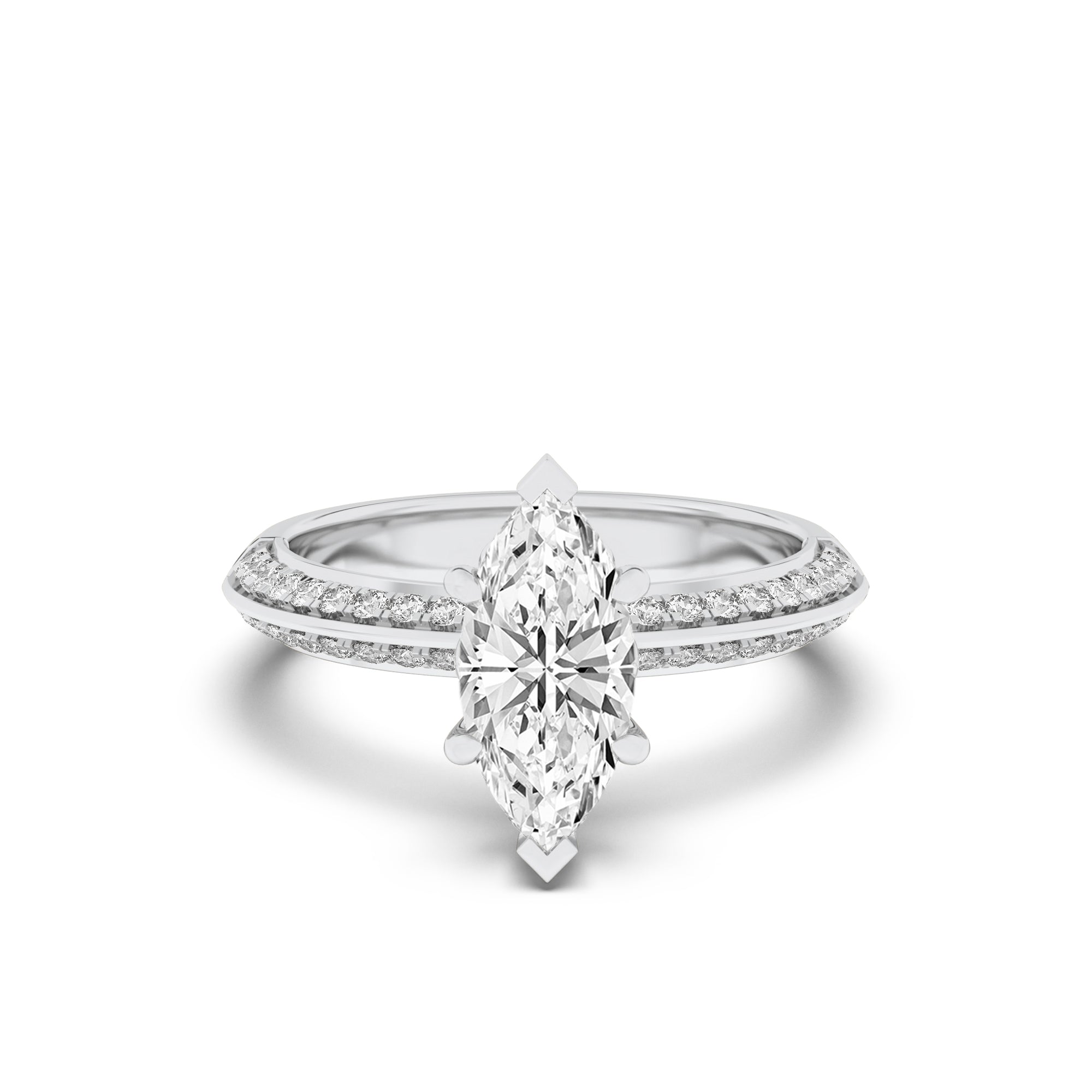 2.5CTW Marquise Shaped Lab Grown Diamond (F/VS) Ring in 14K Gold