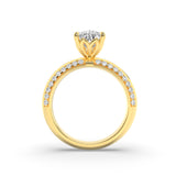 2CTW Pear Shaped Lab Grown Diamond (F/VS) Micro Pave Knife Edge Accent Ring in 14K Gold