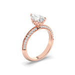 2CTW Pear Shaped Lab Grown Diamond (F/VS) Micro Pave Knife Edge Accent Ring in 14K Gold
