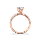 2CTW Pear Shaped Lab Grown Diamond (F/VS) Micro Pave Knife Edge Accent Ring in 14K Gold