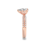 2CTW Pear Shaped Lab Grown Diamond (F/VS) Micro Pave Knife Edge Accent Ring in 14K Gold