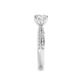 2CTW Round Shaped Lab Grown Diamond (F/VS) Micro Pave Knife Edge Accent Ring in 14K Gold