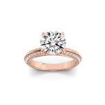 2CTW Round Shaped Lab Grown Diamond (F/VS) Micro Pave Knife Edge Accent Ring in 14K Gold