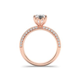 2CTW Round Shaped Lab Grown Diamond (F/VS) Micro Pave Knife Edge Accent Ring in 14K Gold