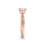 2CTW Round Shaped Lab Grown Diamond (F/VS) Micro Pave Knife Edge Accent Ring in 14K Gold
