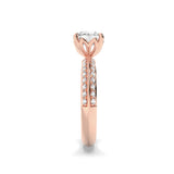 2CTW Round Shaped Lab Grown Diamond (F/VS) Micro Pave Knife Edge Accent Ring in 14K Gold