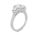 3CTW Oval Shaped Lab Grown Diamond (F/VS) Three Stone Accented Ring in 14K Gold