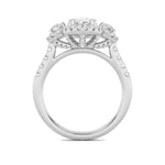 3CTW Oval Shaped Lab Grown Diamond (F/VS) Three Stone Accented Ring in 14K Gold