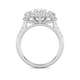 3CTW Oval Shaped Lab Grown Diamond (F/VS) Three Stone Accented Ring in 14K Gold