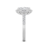 3CTW Oval Shaped Lab Grown Diamond (F/VS) Three Stone Accented Ring in 14K Gold