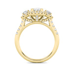 3CTW Oval Shaped Lab Grown Diamond (F/VS) Three Stone Accented Ring in 14K Gold