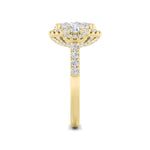 3CTW Oval Shaped Lab Grown Diamond (F/VS) Three Stone Accented Ring in 14K Gold