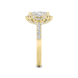 3CTW Oval Shaped Lab Grown Diamond (F/VS) Three Stone Accented Ring in 14K Gold