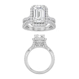 2CTW Emerald Shaped Lab Grown Diamond (F/VS) Split shank Accented Ring in 14K Gold