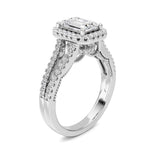 2CTW Emerald Shaped Lab Grown Diamond (F/VS) Split shank Accented Ring in 14K Gold