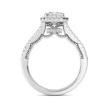2CTW Emerald Shaped Lab Grown Diamond (F/VS) Split shank Accented Ring in 14K Gold