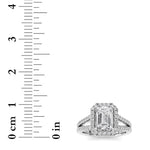 2CTW Emerald Shaped Lab Grown Diamond (F/VS) Split shank Accented Ring in 14K Gold