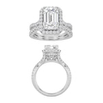 3CTW Emerald Shaped Lab Grown Diamond (F/VS) Split shank Accented Ring in 14K Gold