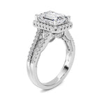 3CTW Emerald Shaped Lab Grown Diamond (F/VS) Split shank Accented Ring in 14K Gold