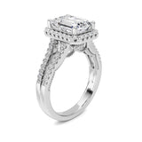3CTW Emerald Shaped Lab Grown Diamond (F/VS) Split shank Accented Ring in 14K Gold