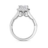 3CTW Emerald Shaped Lab Grown Diamond (F/VS) Split shank Accented Ring in 14K Gold
